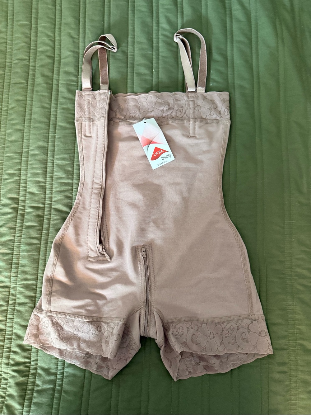 Shapewear Bodysuit with Lace Trim - Nude